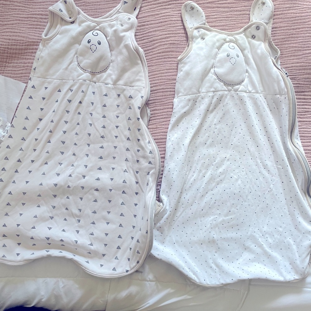 Two Nested Bean Sleep Sacks size 0-6 months